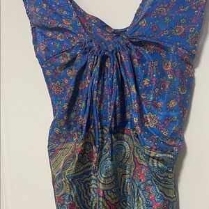 Blue Floral Paisley Midi Dress